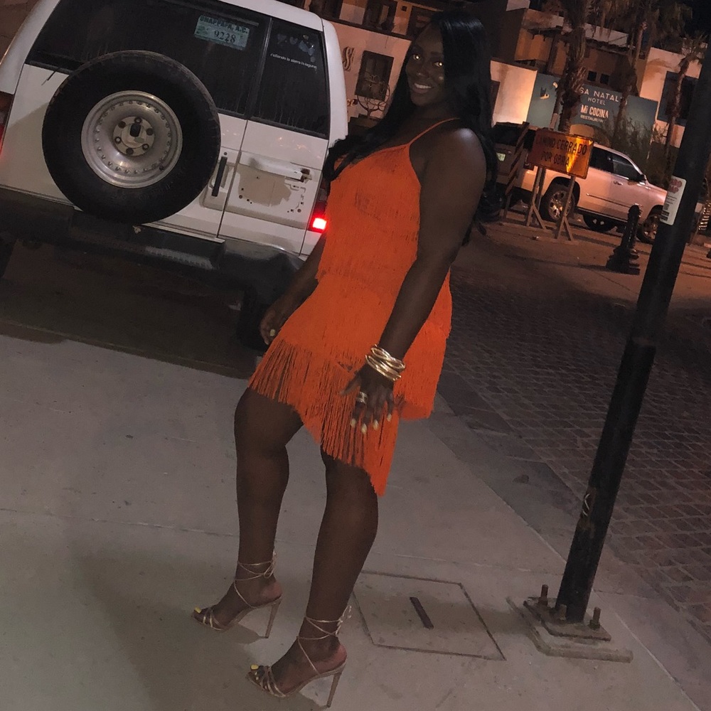 Orange fringe dress